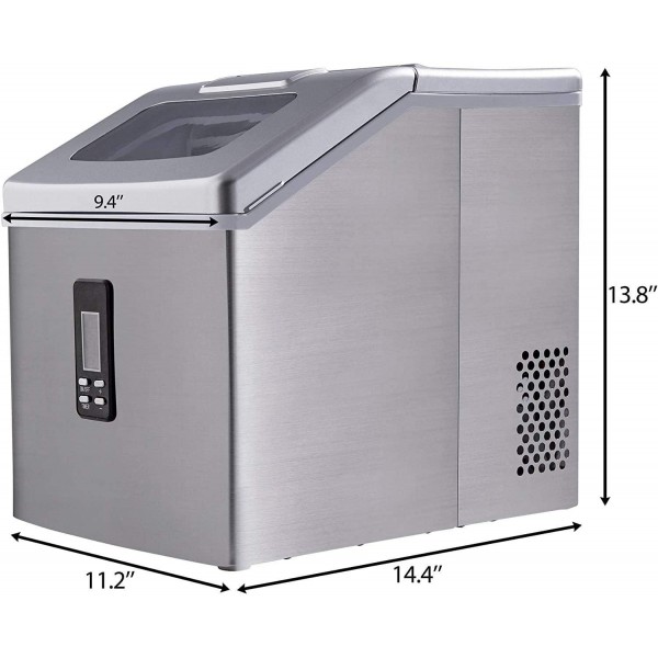 Ice Maker Machine Countertop, 48Lbs/24H Portable Compact Ice Cube Maker, with Ice Scoop & Basket, Perfect for Home/Kitchen/Office/Bar (Sliver)