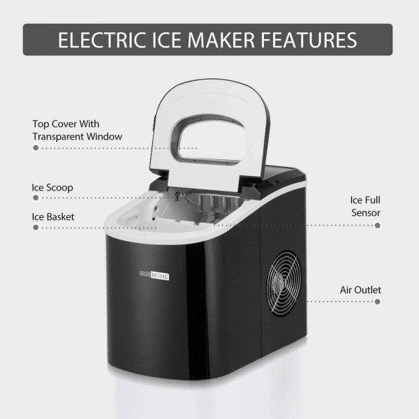 VIVOHOME Electric Portable Compact Countertop Automatic Ice Cube Maker Machine 26lbs/day Navy Blue & Black